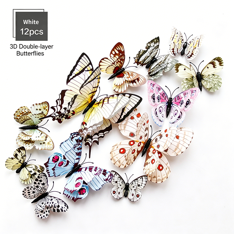 Assorted-Color 3D Self-Adhesive Magnetic Butterfly Decals