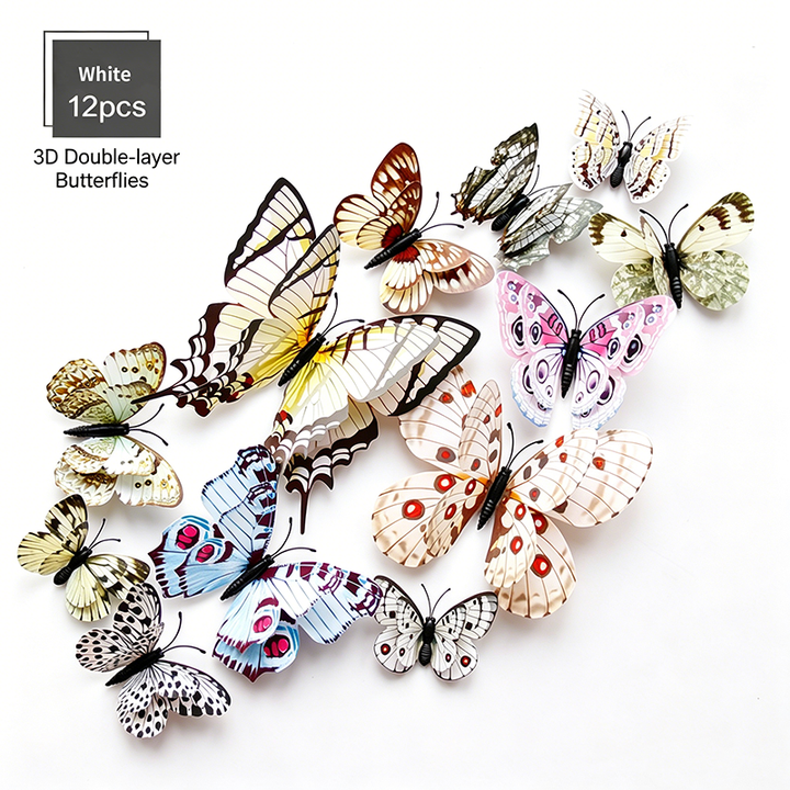 Assorted-Color 3D Self-Adhesive Magnetic Butterfly Decals
