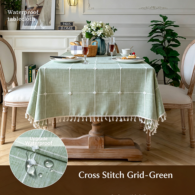 Premium-quality cotton-linen tablecloth—waterproof and stain-resistant