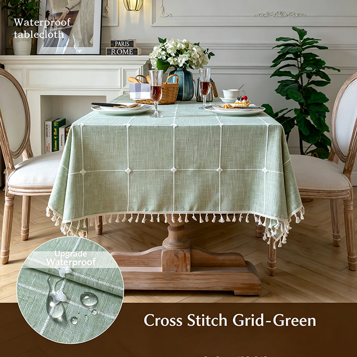 Premium-quality cotton-linen tablecloth—waterproof and stain-resistant