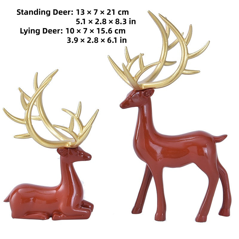 Deer statues in standing and reclining positions