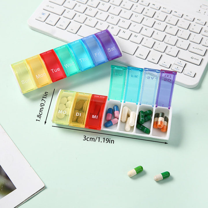 Waterproof, portable, 31-compartment detachable pill organizer