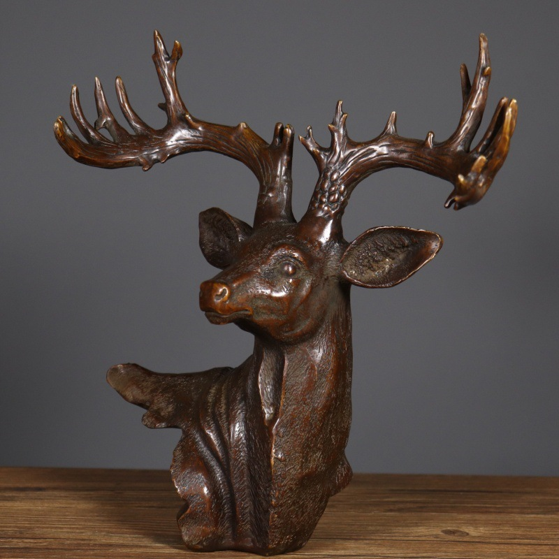 High-end copper deer head ornament