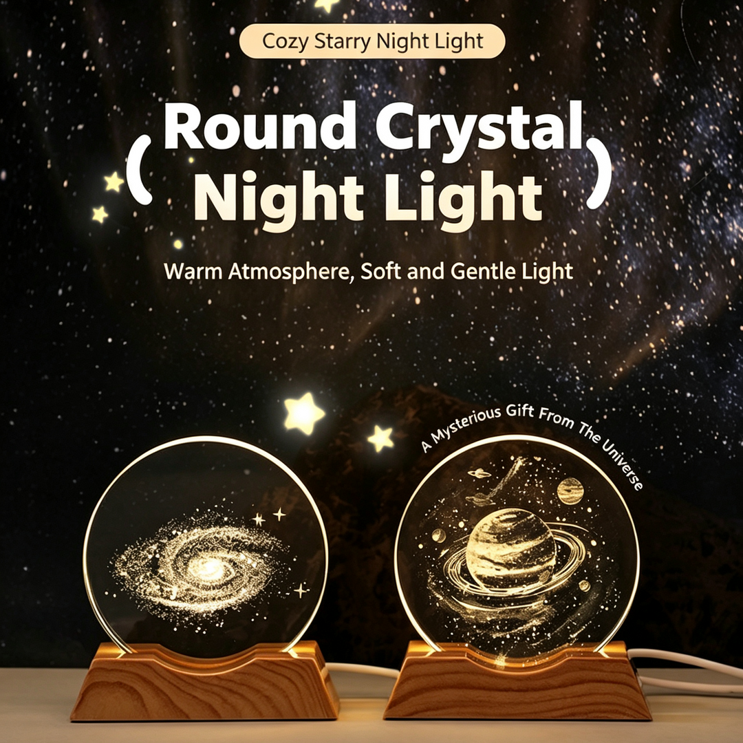 3D Laser-Engraved Crystal Disc + Lighted Plastic Base