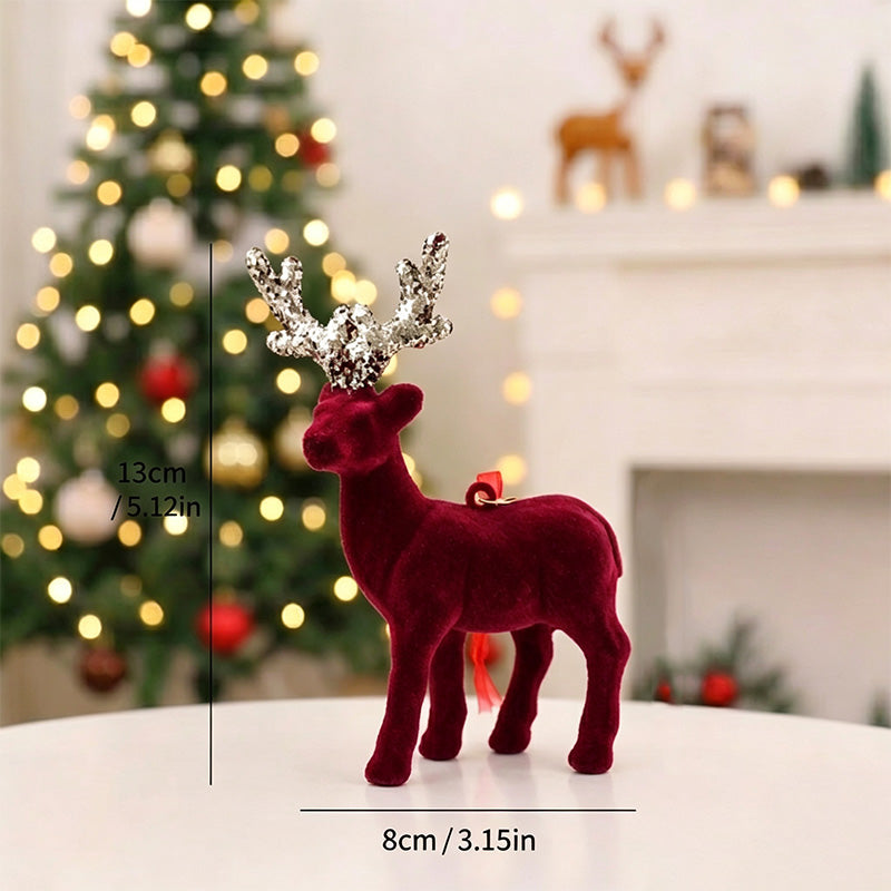 Christmas Reindeer Figurine and Small Deer Ornament