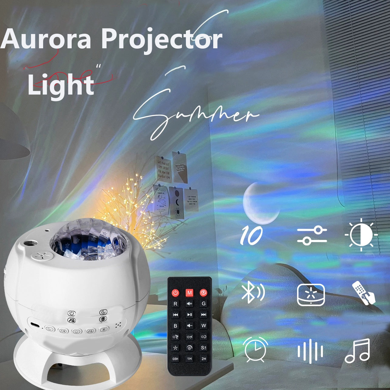 Aurora & Starry Sky Projection Bluetooth Speaker (with Ambient Light)