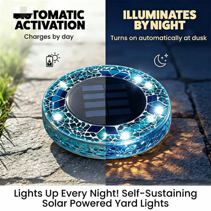 Solar-powered waterproof mosaic LED night light for outdoor courtyards