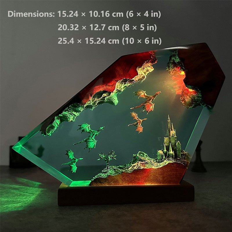Fire Dragon and Ice Dragon Resin Art Lamps