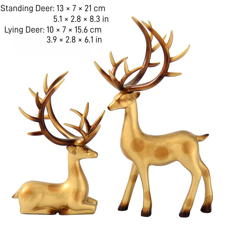 Deer statues in standing and reclining positions