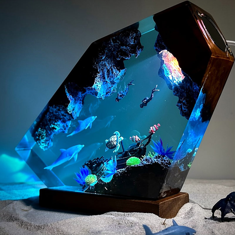 Dolphin and Sea Turtle Resin Night Light