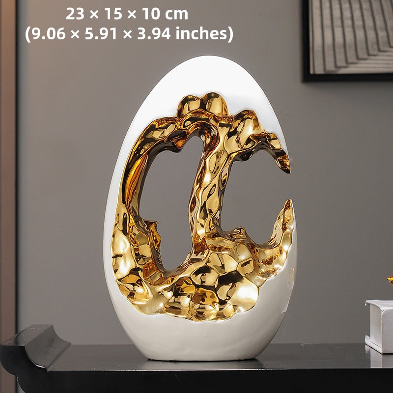 Egg Sculpture – Abstract Metallic Statement Piece