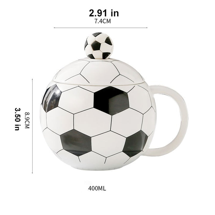 Football-Shaped Ceramic Mug with Lid (Souvenir)