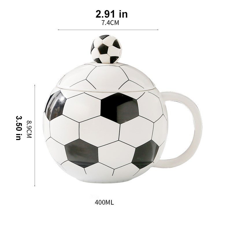 Football-Shaped Ceramic Mug with Lid (Souvenir)