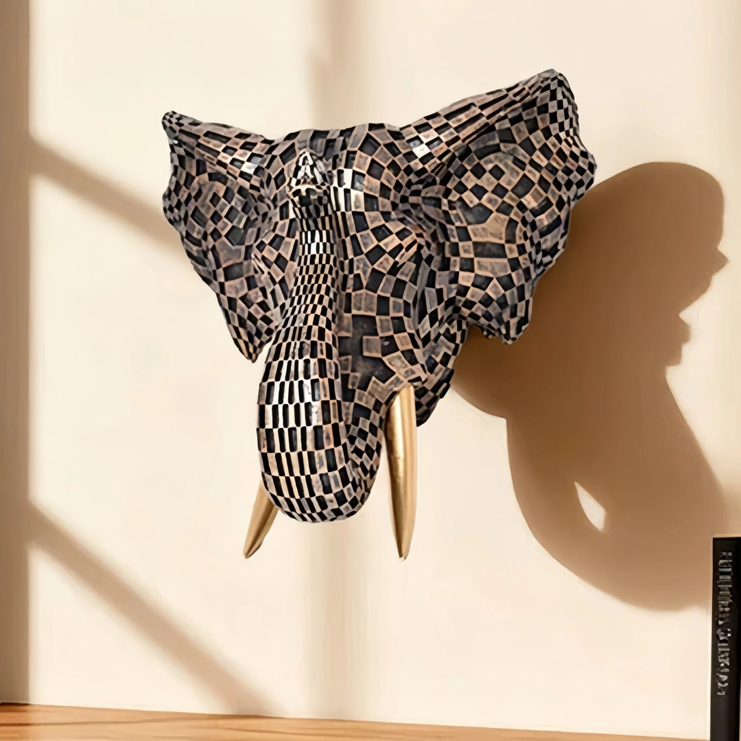 High-end resin mosaic elephant head wall mount