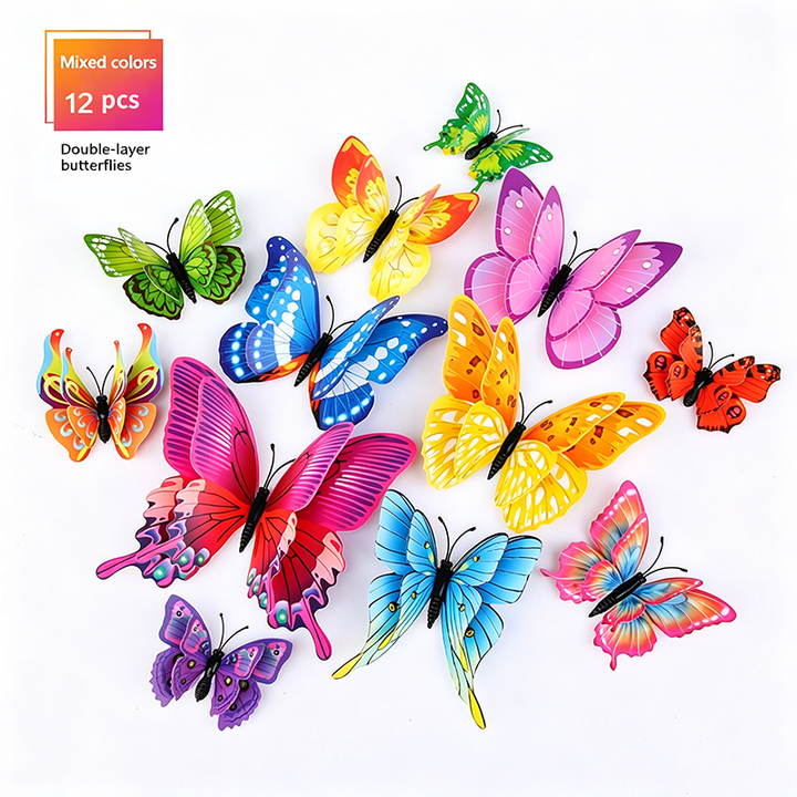 Assorted-Color 3D Self-Adhesive Magnetic Butterfly Decals