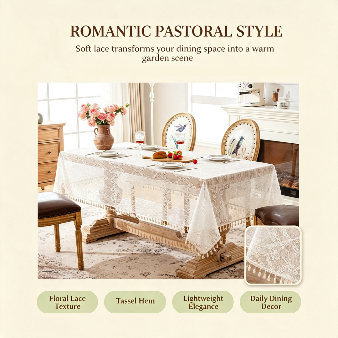Affordable Luxury French Rose Lace Tablecloth