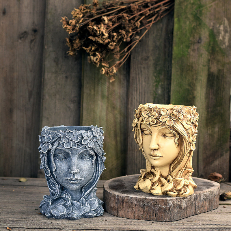 Goddess-Themed Resin Flower Pot Ornament