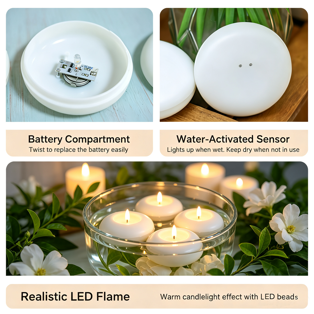 Sensor-activated LED floating candle light