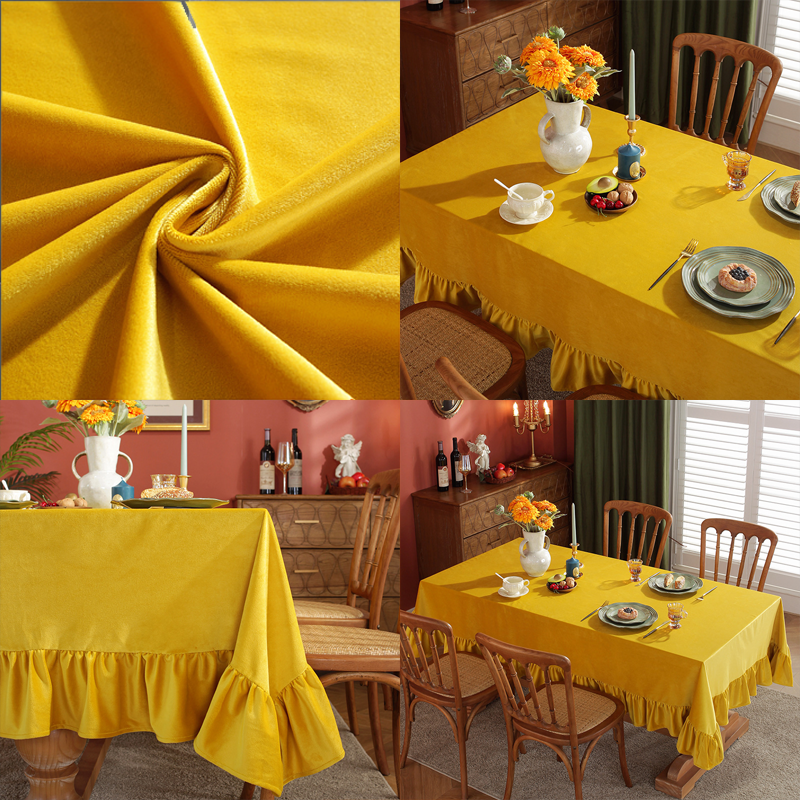 A solid-colored tablecloth exuding a luxurious pastoral charm