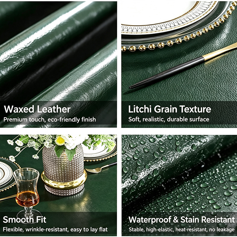 New waterproof, oil-resistant, and heat-resistant leather tablecloth