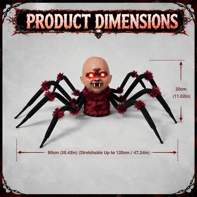 New Animated Halloween Spider with Human Head Toy