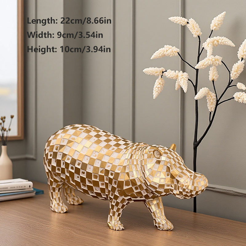 Affordable Luxury Gold Resin Hippo Ornament