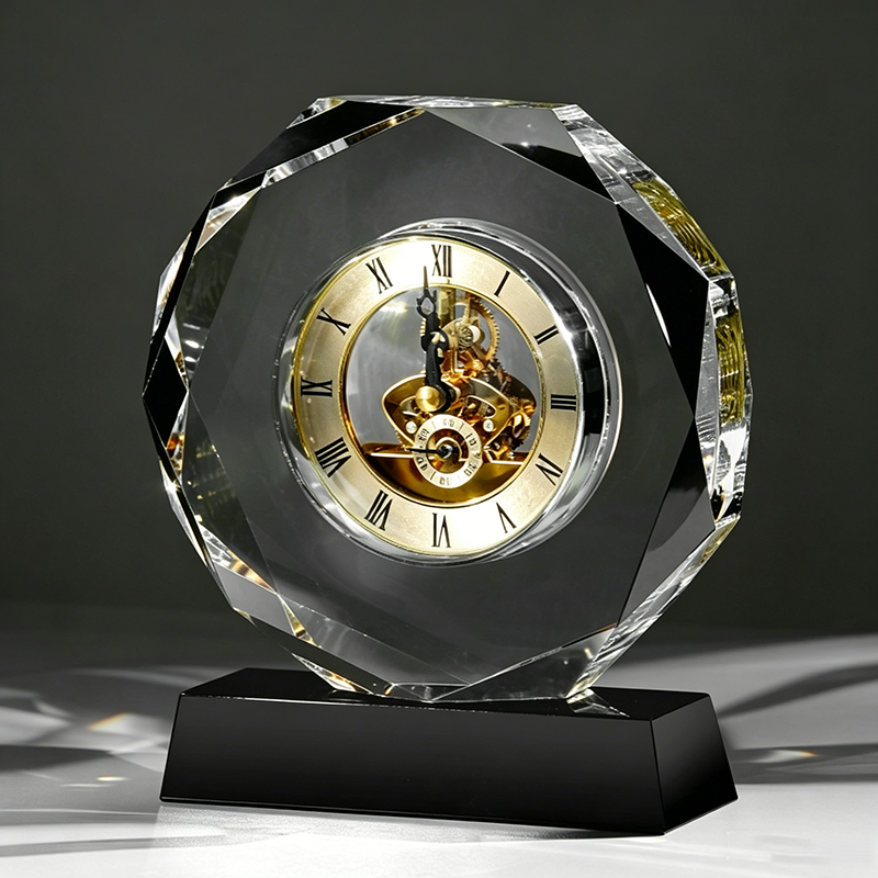 High-End Crystal Mechanical Clock Ornament