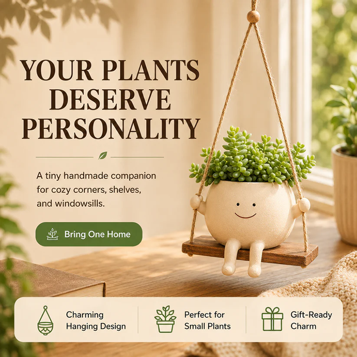 Creative Smiley Face Swing-Style Resin Planter