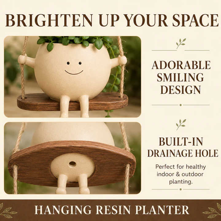 Creative Smiley Face Swing-Style Resin Planter