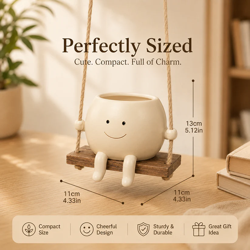 Creative Smiley Face Swing-Style Resin Planter