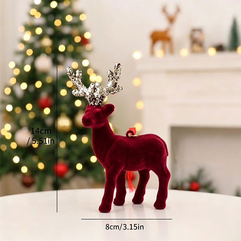 Christmas Reindeer Figurine and Small Deer Ornament