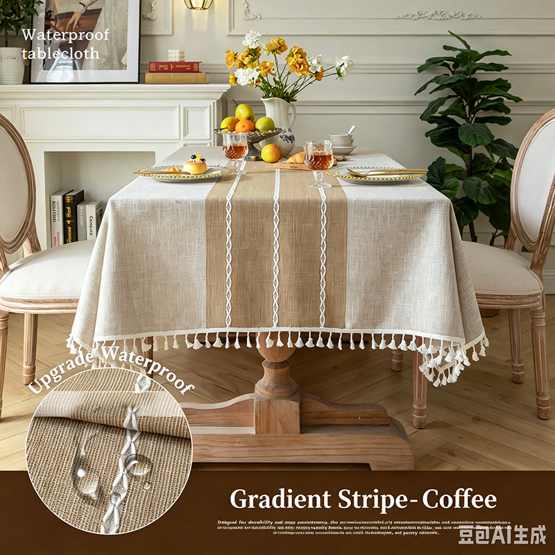 Premium-quality cotton-linen tablecloth—waterproof and stain-resistant