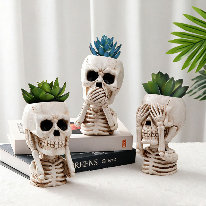 New Skull-Shaped Resin Planter Ornament