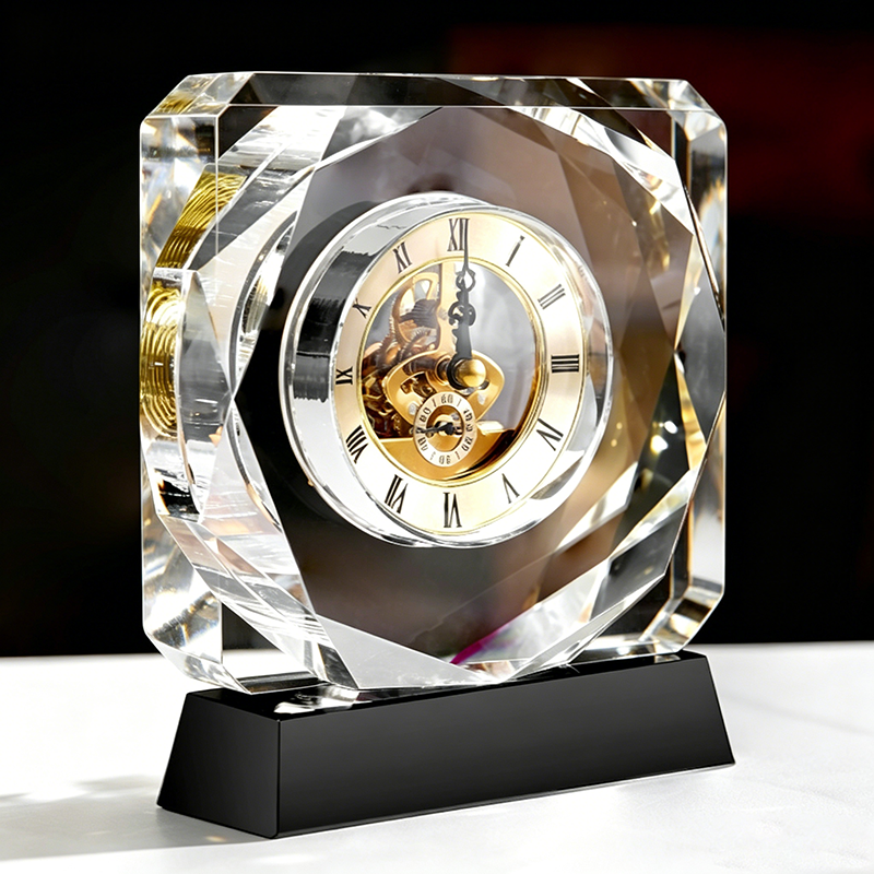 High-End Crystal Mechanical Clock Ornament