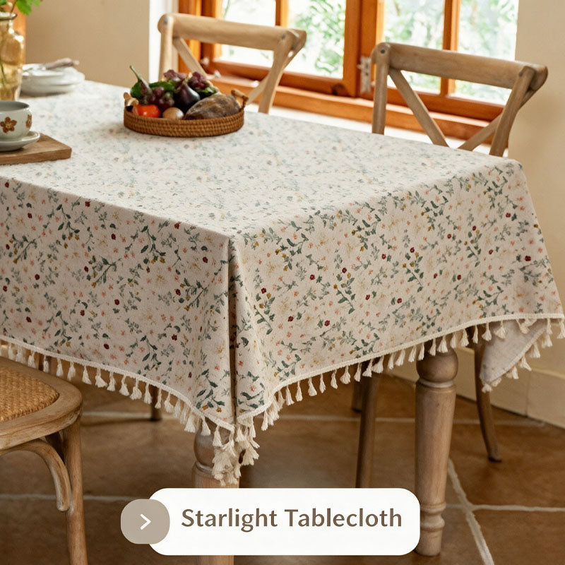 Fresh-style printed tablecloth with tassels