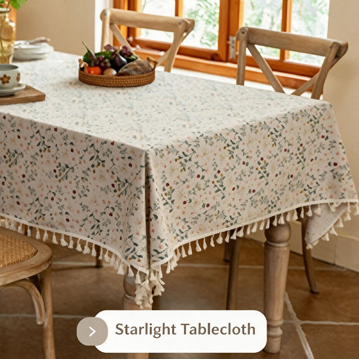 Fresh-style printed tablecloth with tassels