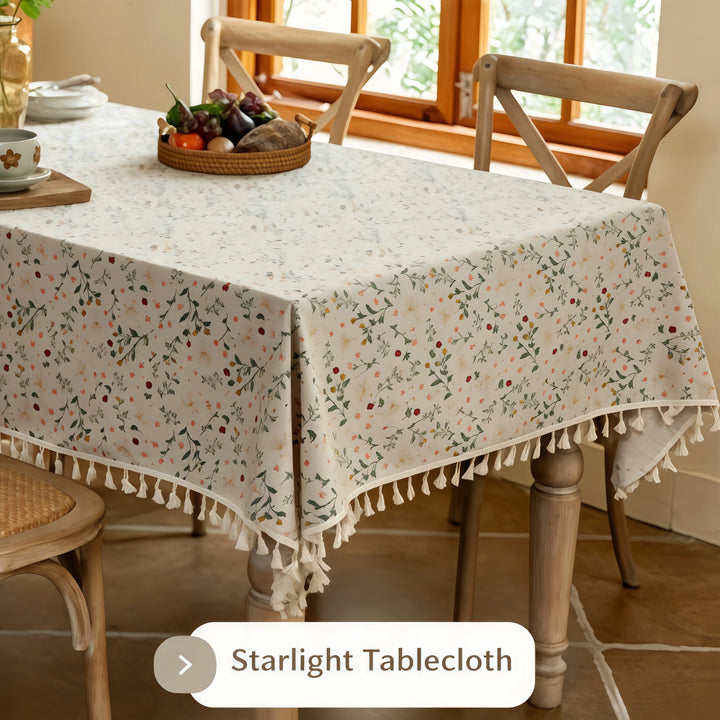 Fresh-style printed tablecloth with tassels