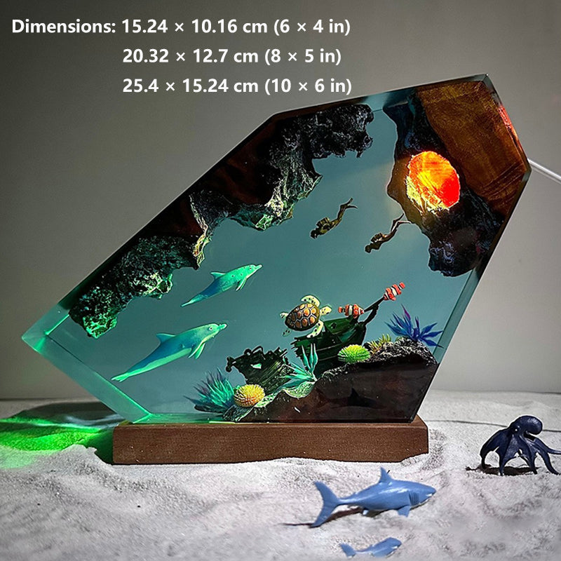 Dolphin and Sea Turtle Resin Night Light