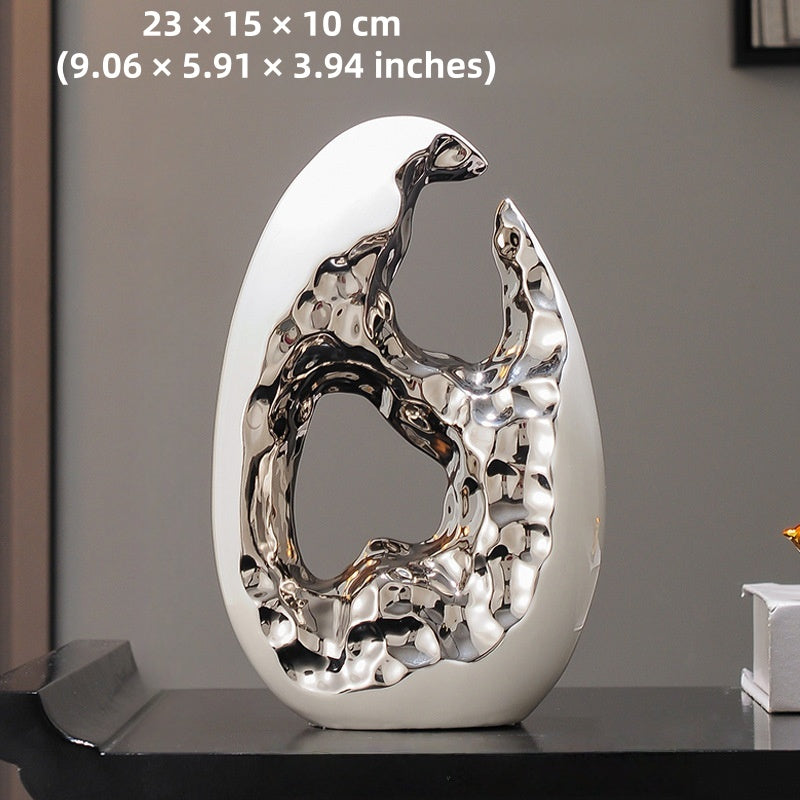 Egg Sculpture – Abstract Metallic Statement Piece