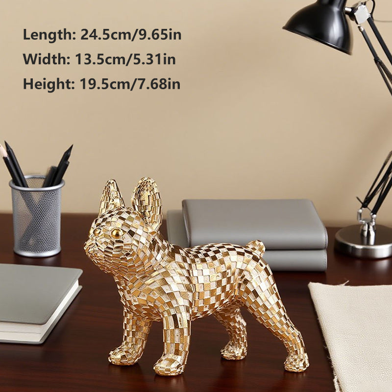 Gold-colored French Bulldog resin craft