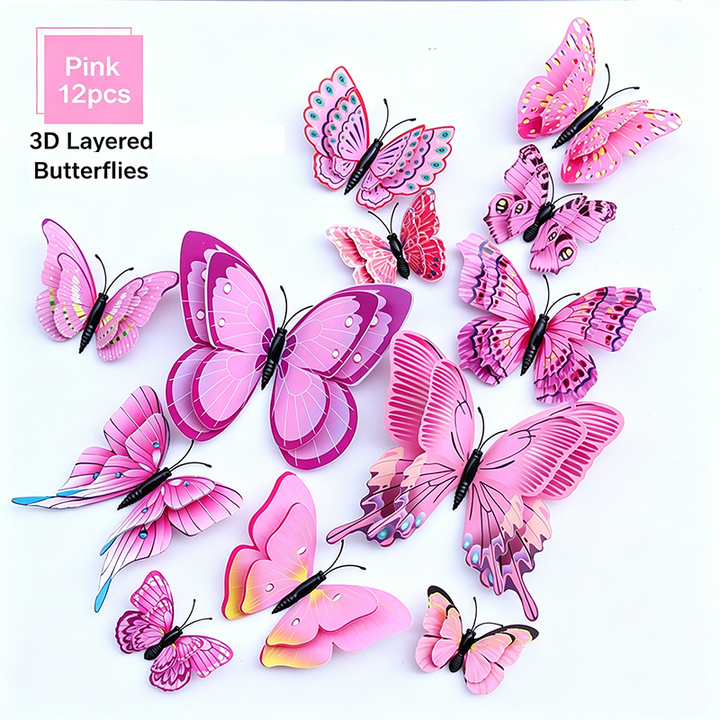 Assorted-Color 3D Self-Adhesive Magnetic Butterfly Decals