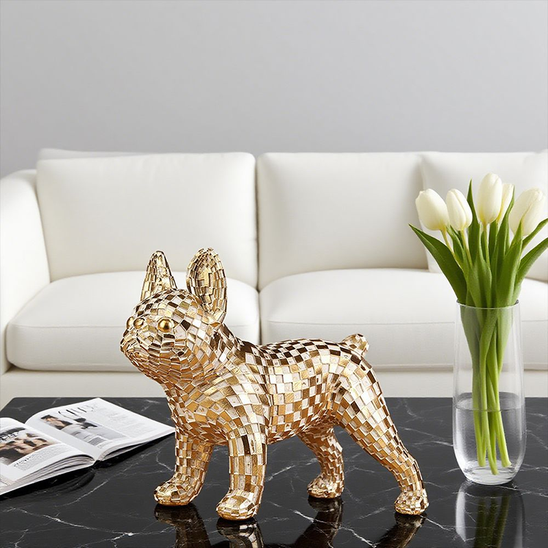 Gold-colored French Bulldog resin craft