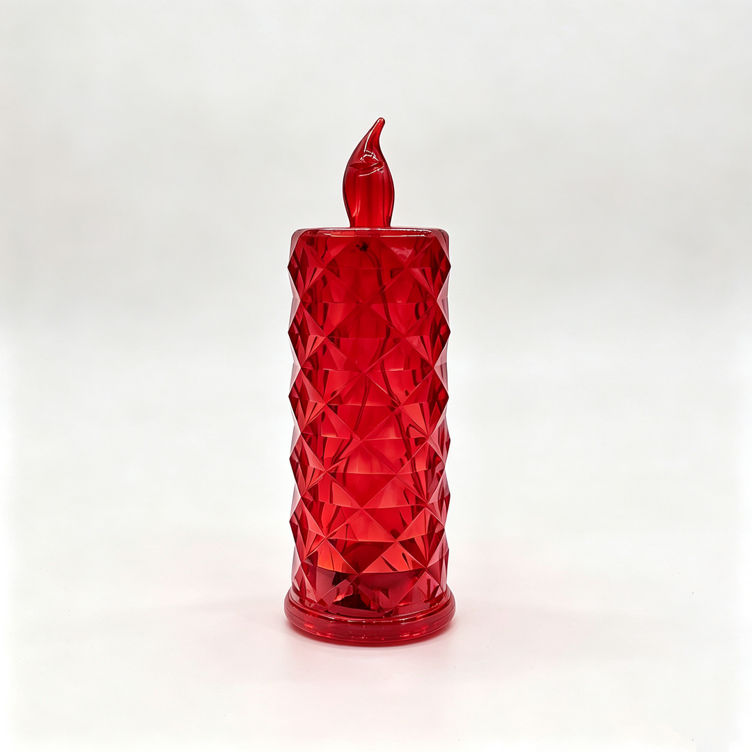 LED electronic candle with rose pattern (plastic)