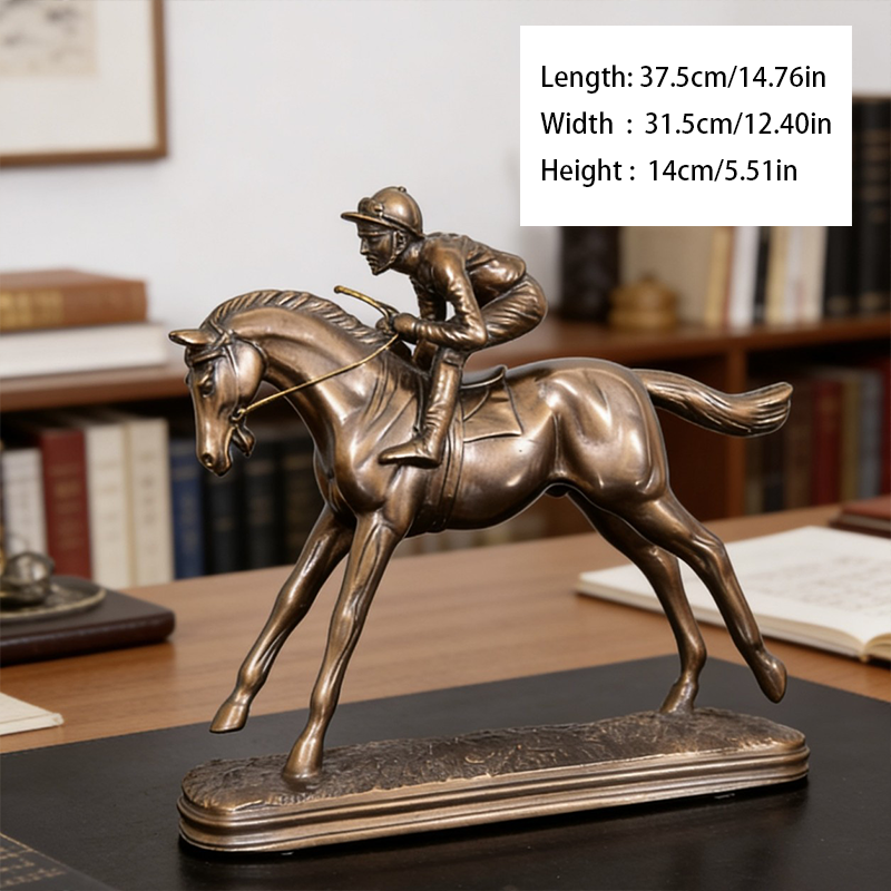 Resin Horse Racing Ornament (Bronze-Effect Finish)