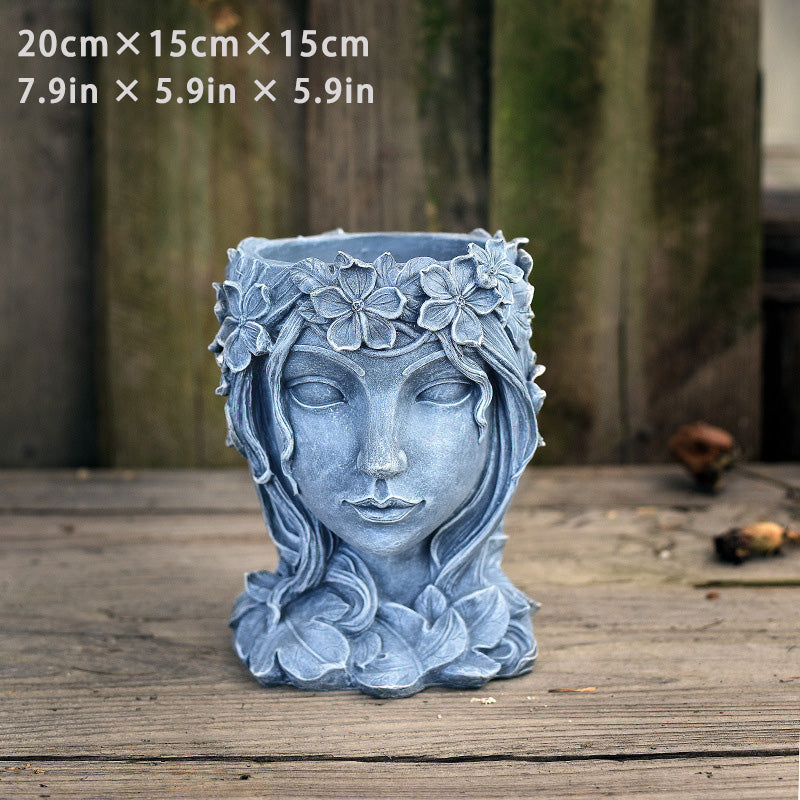 Goddess-Themed Resin Flower Pot Ornament