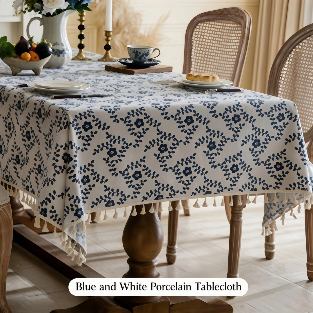 Fresh-style printed tablecloth with tassels