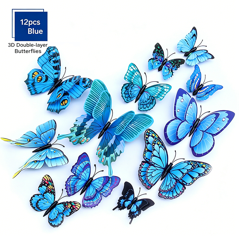 Assorted-Color 3D Self-Adhesive Magnetic Butterfly Decals