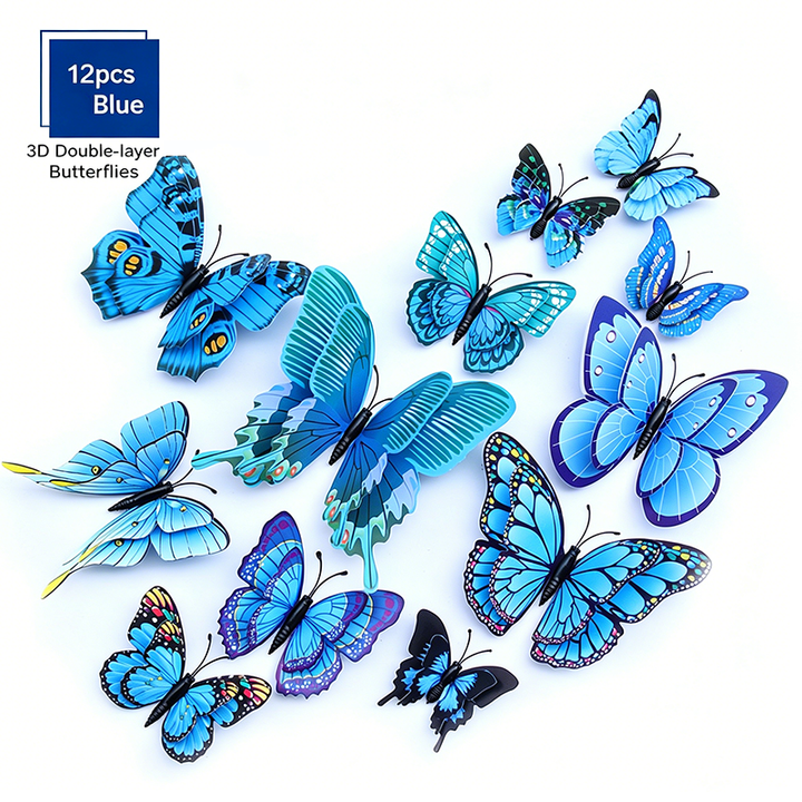 Assorted-Color 3D Self-Adhesive Magnetic Butterfly Decals
