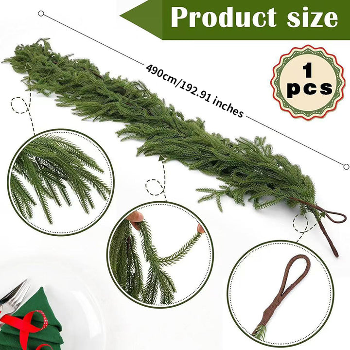 Soft-touch decorative garland featuring pine boughs and needles