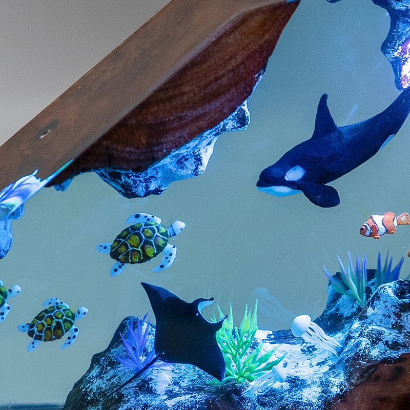 Orca and Sea Turtle Epoxy Resin Night Light